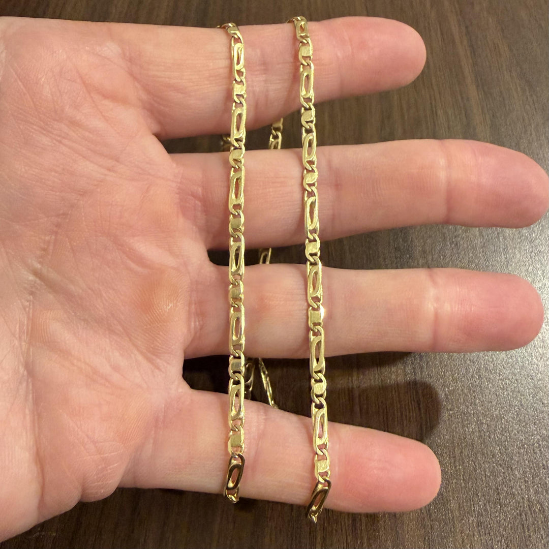 18k Yellow Gold 14.3g Solid Fancy Figarucci Link Chain Necklace Italy 19.5"