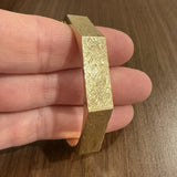 14k Yellow Gold 17.6g Vintage Floral 10mm Octagonal Bangle Bracelet 6.75"
