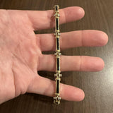 14k Yellow and White Gold Onyx Inlay 23.5g Heavy Bar Link Bracelet 7"