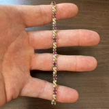 14k Yellow Gold 9.4g Ladies Ruby and Diamond Link Bracelet 7"
