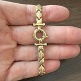 14k Yellow Gold 11g Ladies XO Link Bolt Clasp Bracelet 7"