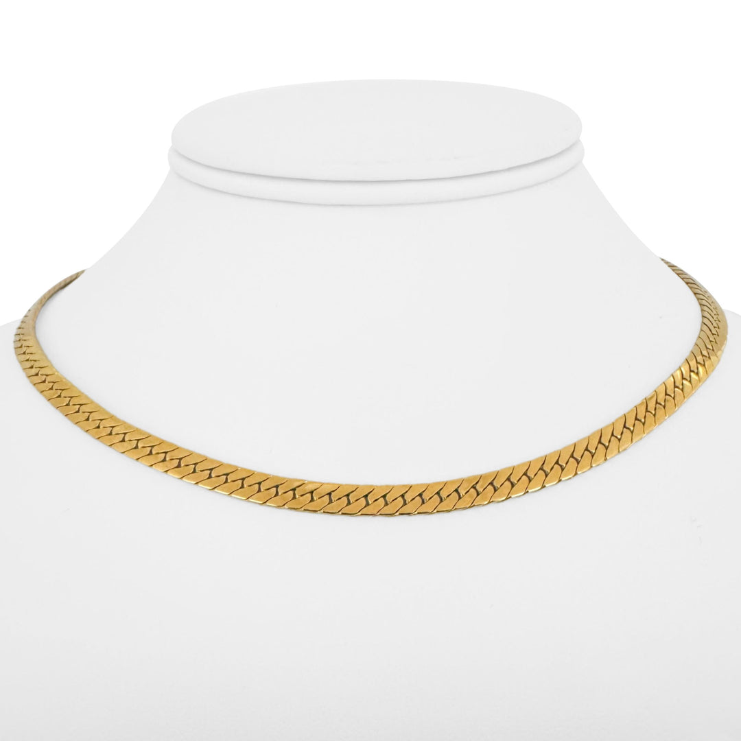 18k Yellow Gold 25.7g Solid Thick 4.5mm Herringbone Link Necklace Italy 15.5"