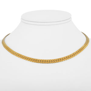18k Yellow Gold 25.7g Solid Thick 4.5mm Herringbone Link Necklace Italy 15.5"
