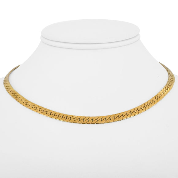 18k Yellow Gold 25.7g Solid Thick 4.5mm Herringbone Link Necklace Italy 15.5