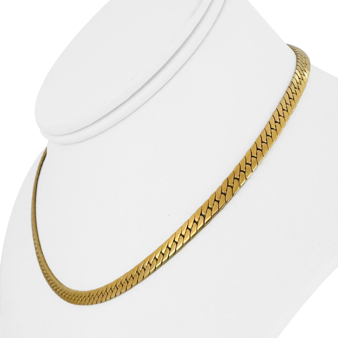18k Yellow Gold 25.7g Solid Thick 4.5mm Herringbone Link Necklace Italy 15.5"