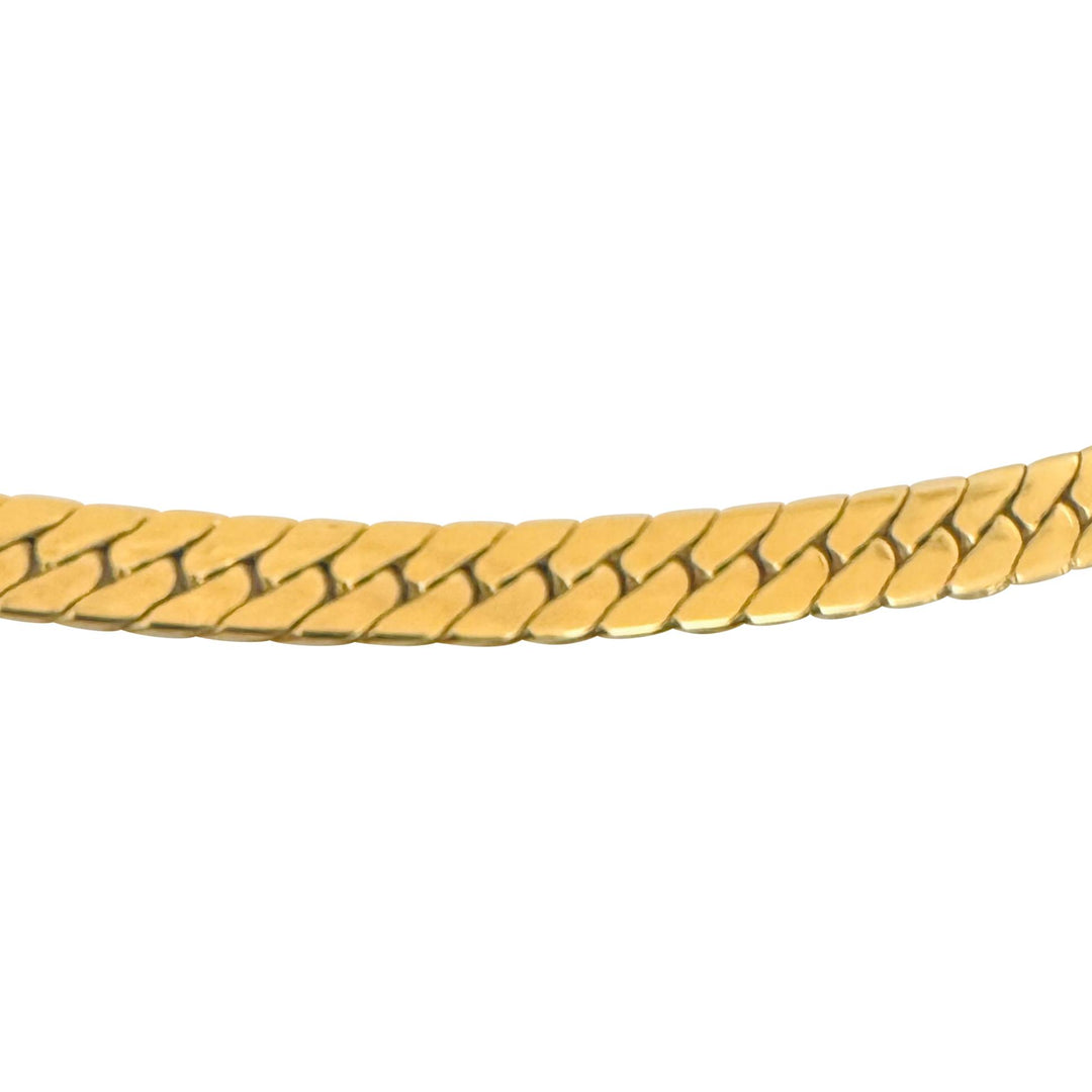 18k Yellow Gold 25.7g Solid Thick 4.5mm Herringbone Link Necklace Italy 15.5"