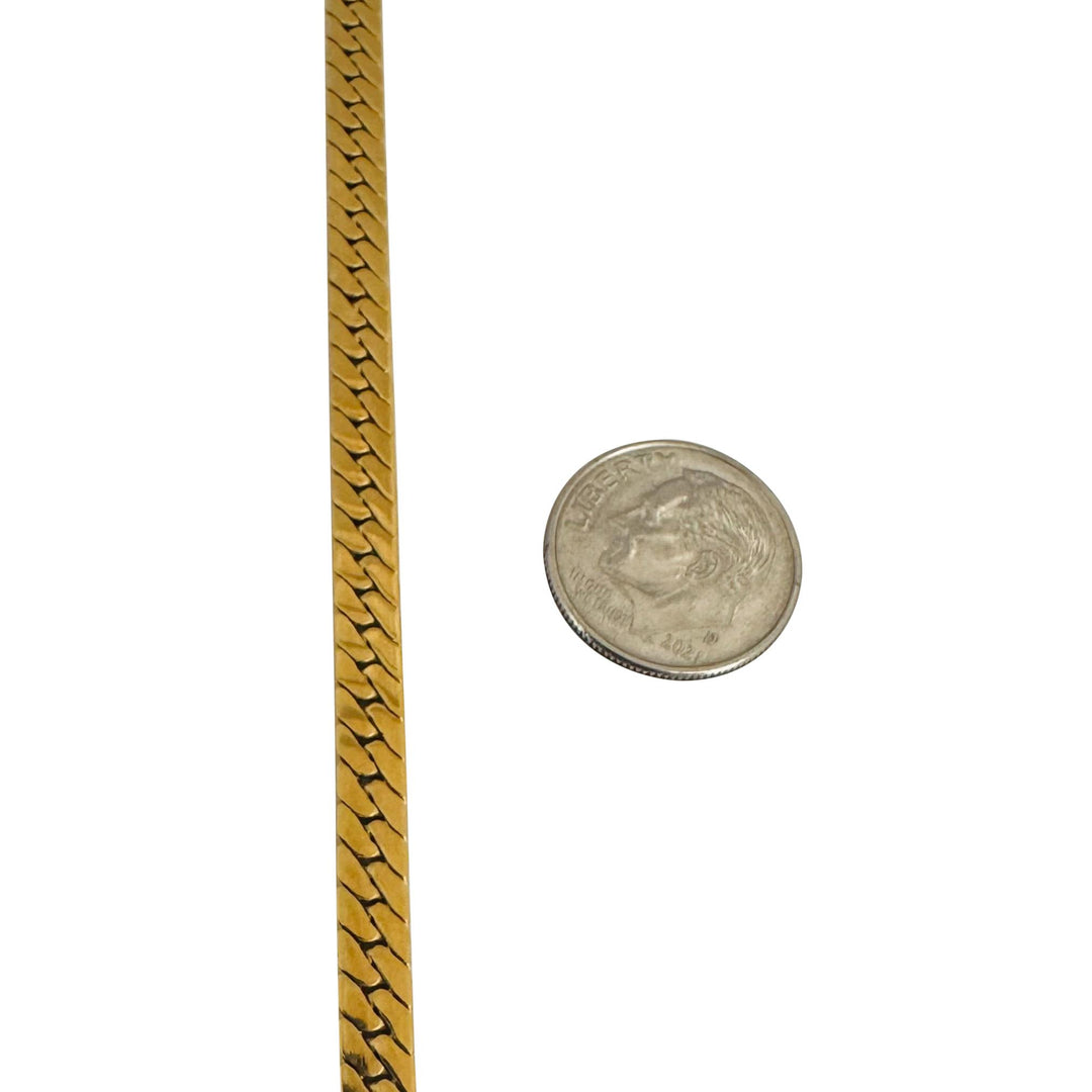 18k Yellow Gold 25.7g Solid Thick 4.5mm Herringbone Link Necklace Italy 15.5"