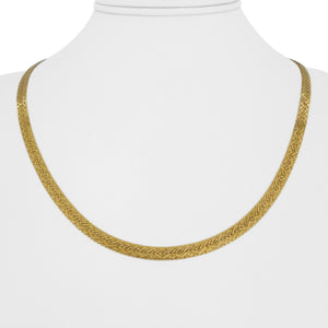 18k Yellow Gold 14g Solid Vintage 4mm Patterned Herringbone Necklace Italy 20"