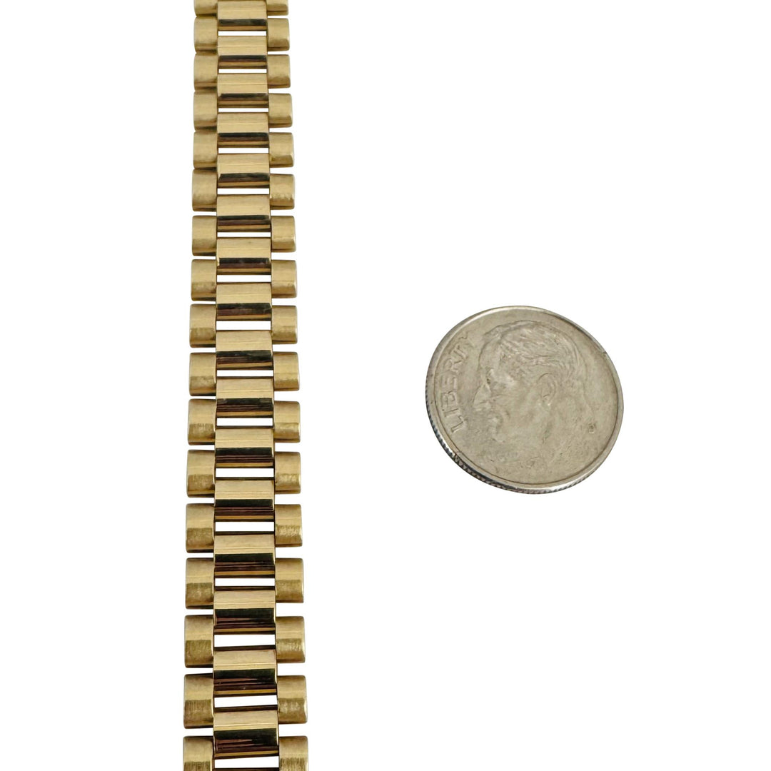 14k Yellow Gold 49.5g Heavy 10mm Presidential Link Necklace Italy 16.5"