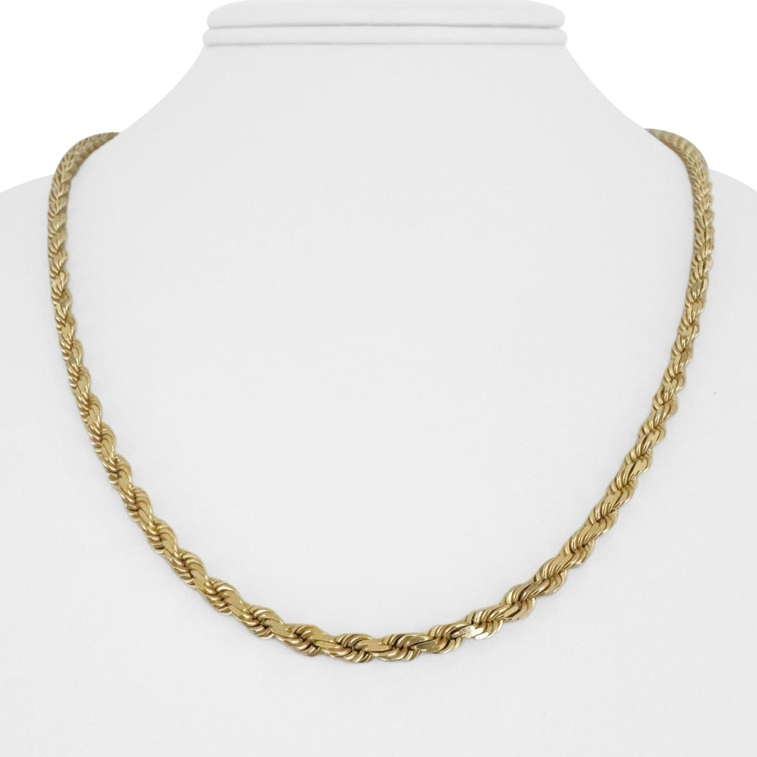 14k Yellow Gold 26.6g Solid Diamond Cut 3.5mm Rope Chain Necklace 20"