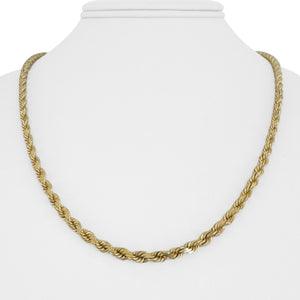 14k Yellow Gold 26.6g Solid Diamond Cut 3.5mm Rope Chain Necklace 20"