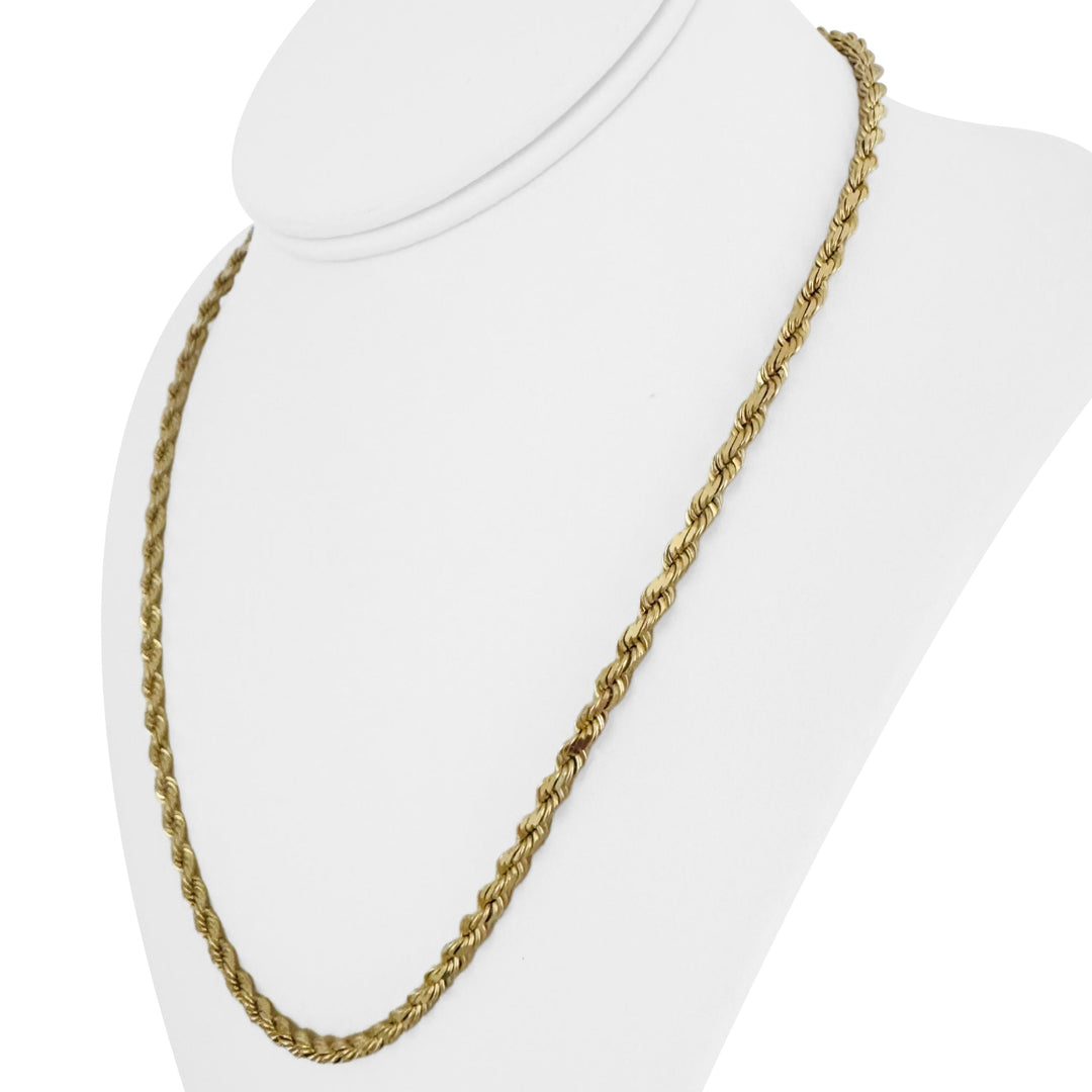 14k Yellow Gold 26.6g Solid Diamond Cut 3.5mm Rope Chain Necklace 20"