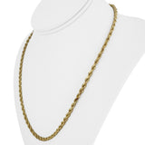 14k Yellow Gold 26.6g Solid Diamond Cut 3.5mm Rope Chain Necklace 20"