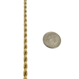 14k Yellow Gold 26.6g Solid Diamond Cut 3.5mm Rope Chain Necklace 20"