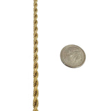 14k Yellow Gold 26.6g Solid Diamond Cut 3.5mm Rope Chain Necklace 20"