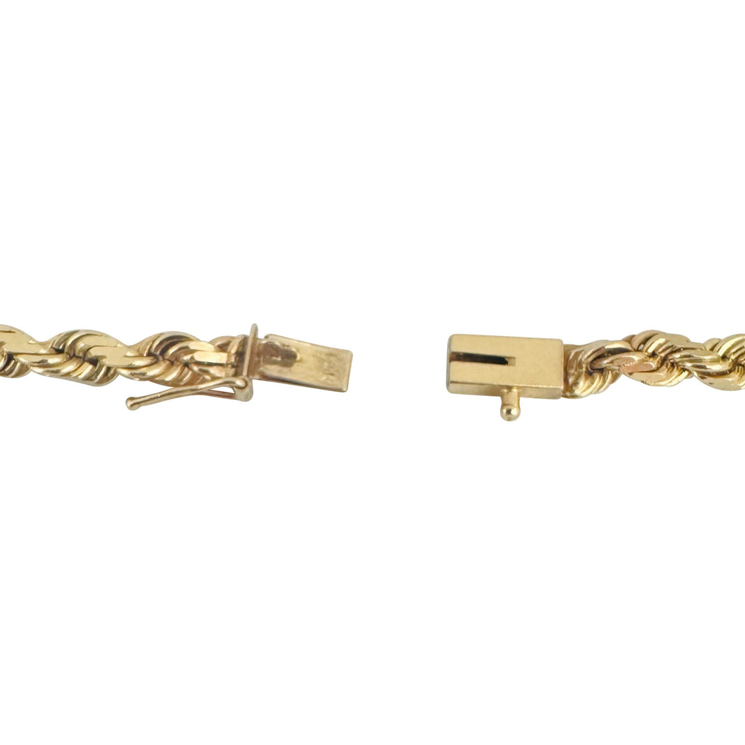 14k Yellow Gold 26.6g Solid Diamond Cut 3.5mm Rope Chain Necklace 20"