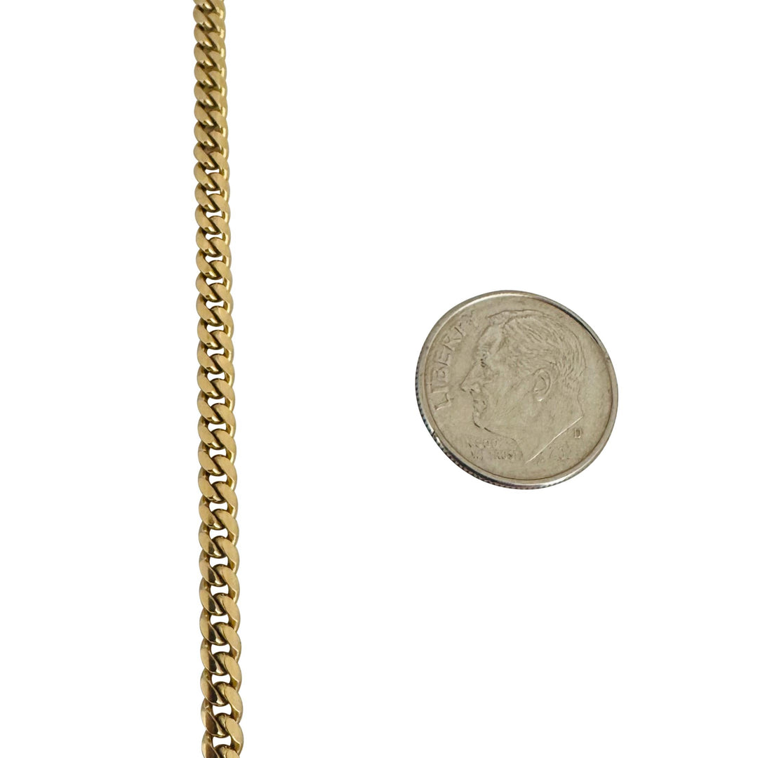 14k Yellow Gold 16.2g Solid Thin 3.5mm Cuban Link Chain Necklace 18.5"