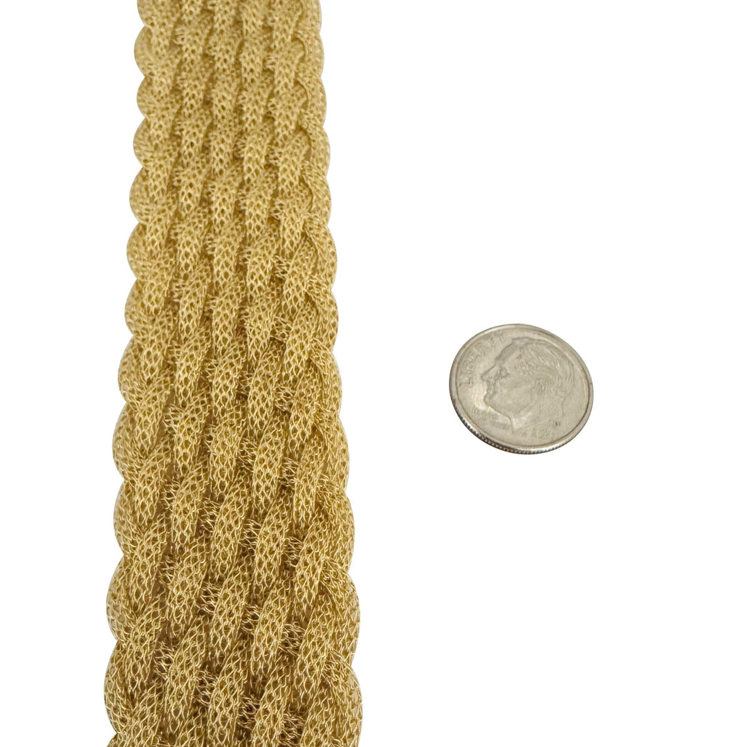 14k Yellow Gold 36.4g Ladies Vintage 30mm Mesh Braided Bracelet Italy 7.5"