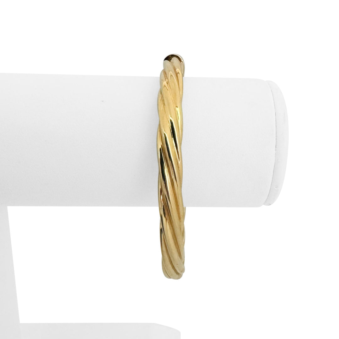 14k Yellow Gold 19.6g Solid Vintage Twisted Spiral Bangle Bracelet Italy 6.5"
