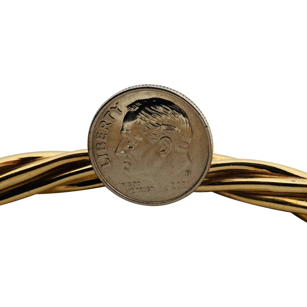 14k Yellow Gold 19.6g Solid Vintage Twisted Spiral Bangle Bracelet Italy 6.5"
