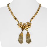 18k Yellow Gold 26g Vintage Fancy Link Drop Pendant Tassel Necklace Italy 18"