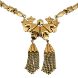 18k Yellow Gold 26g Vintage Fancy Link Drop Pendant Tassel Necklace Italy 18"