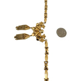 18k Yellow Gold 26g Vintage Fancy Link Drop Pendant Tassel Necklace Italy 18"