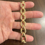 14k Yellow Gold 27.8g Heavy Polished 14mm Fancy Link Bracelet Italy 7.5"