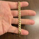 14k Yellow Gold 22.6g Solid Men's 7mm Sleek Squared Curb Link Bracelet Italy 8"
