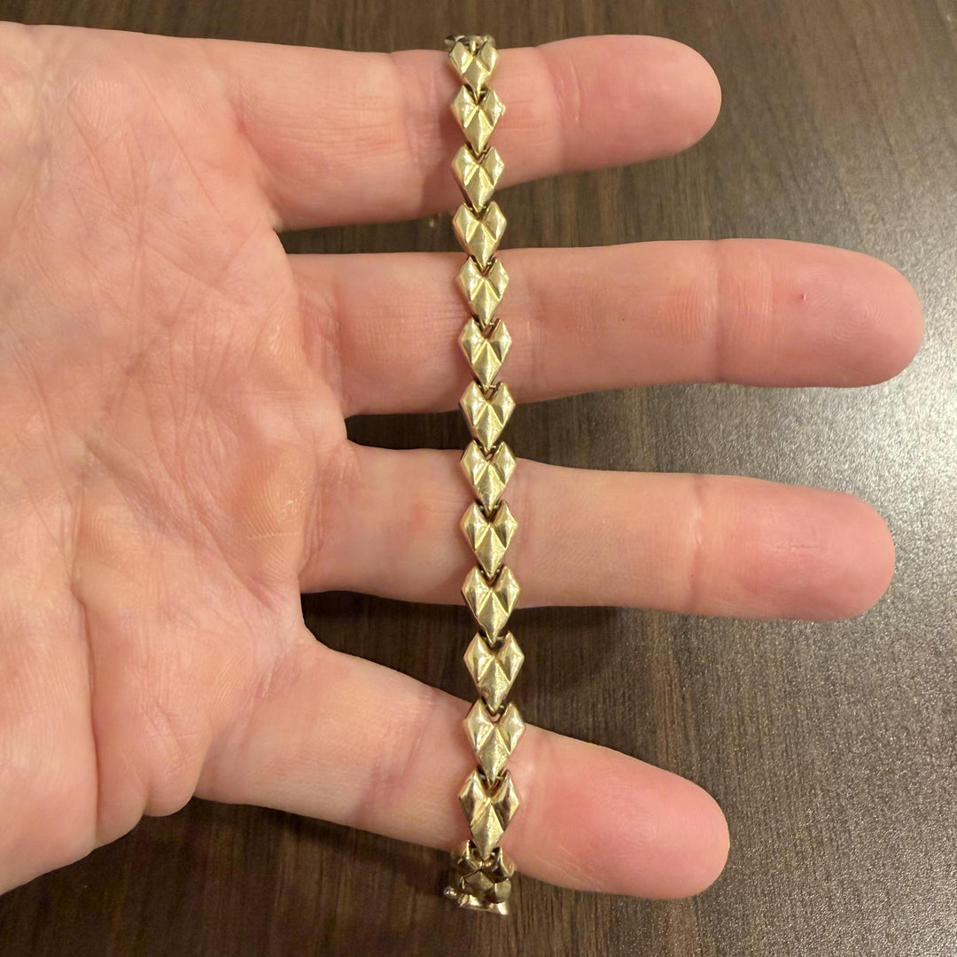 14k Yellow Gold 10.7g Vintage 8mm Fancy Link Bracelet 8"