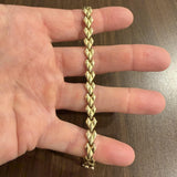 14k Yellow Gold 10.7g Vintage 8mm Fancy Link Bracelet 8"