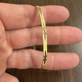 14k Yellow Gold 6.2g Solid Diamond Cut 3mm Round Bangle Bracelet 8"