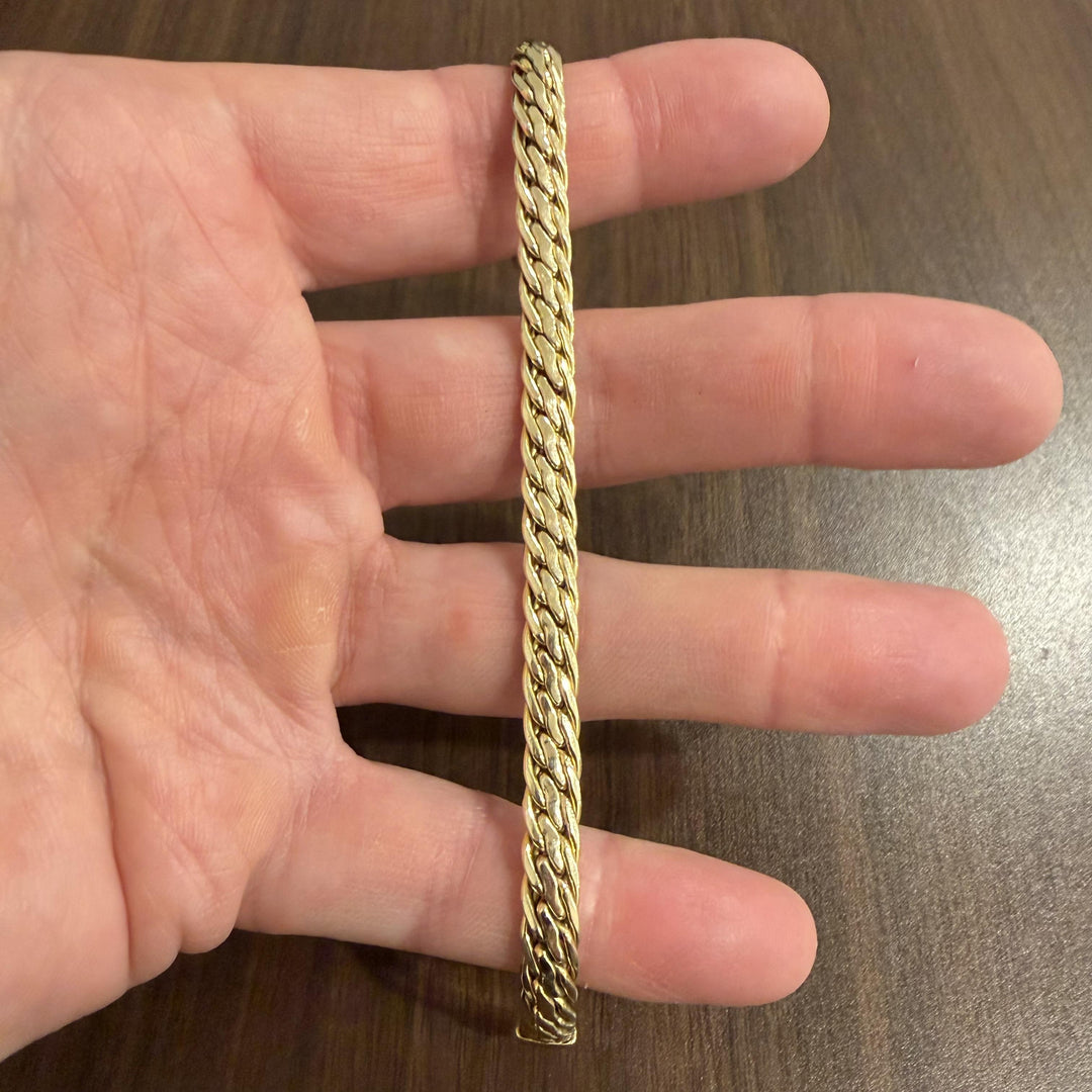 14k Yellow Gold 9.7g Ladies 7.5mm Fancy Link Bracelet Italy 7.25"