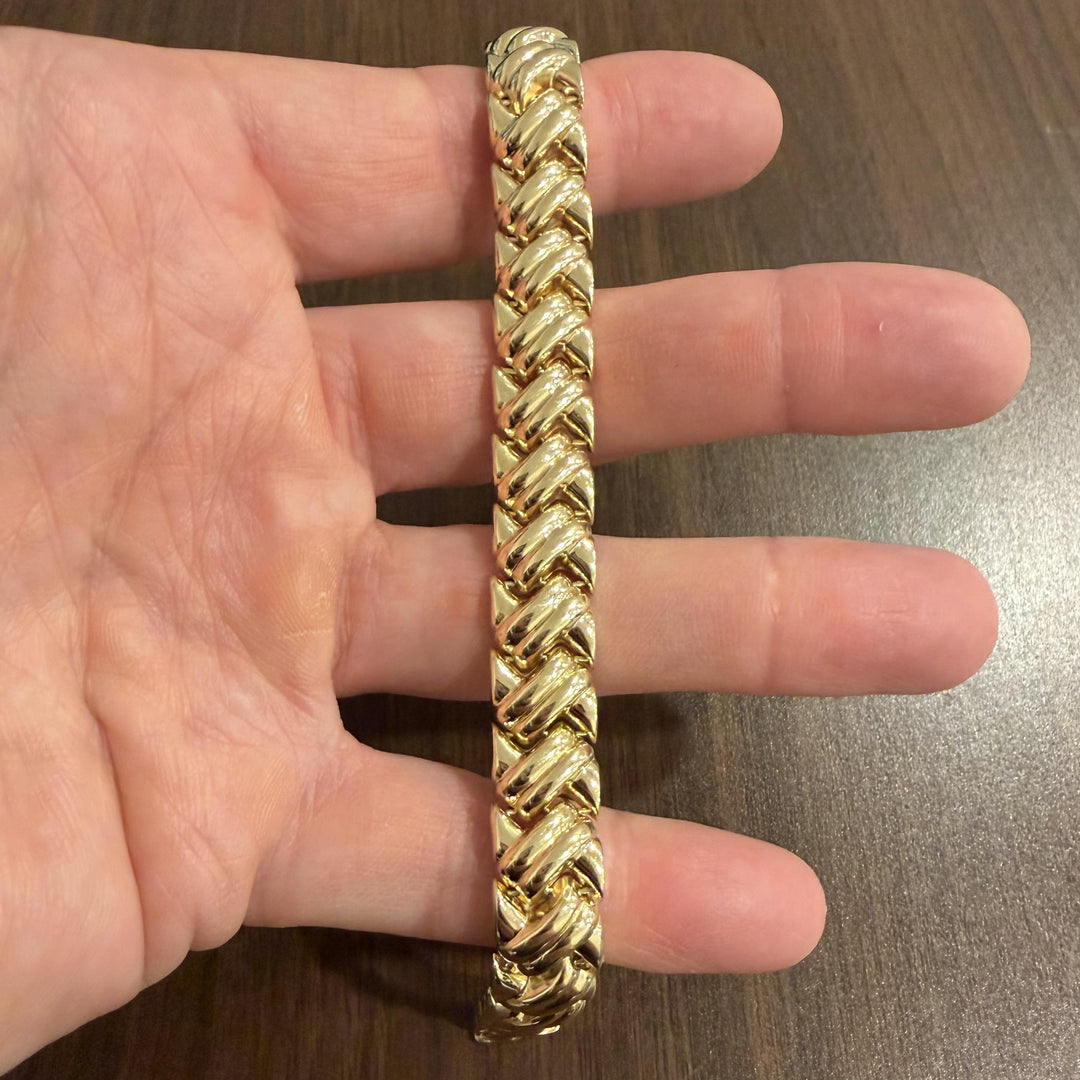 14k Yellow Gold 22.3g Ladies Heavy Thick 11mm Fancy Link Bracelet 7"