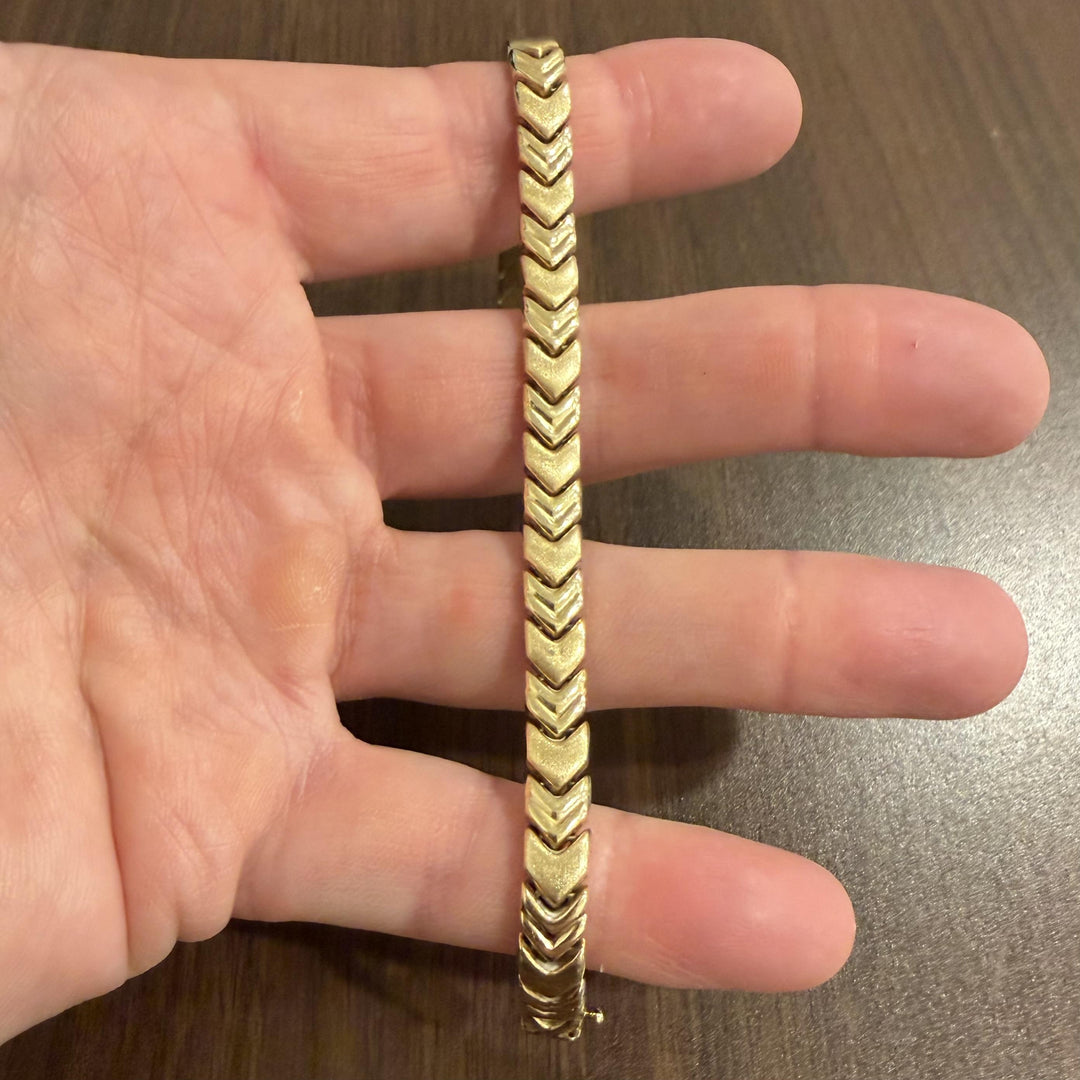 14k Yellow Gold 12.5g Ladies Vintage 7mm Fancy V Link Bracelet 7.25"
