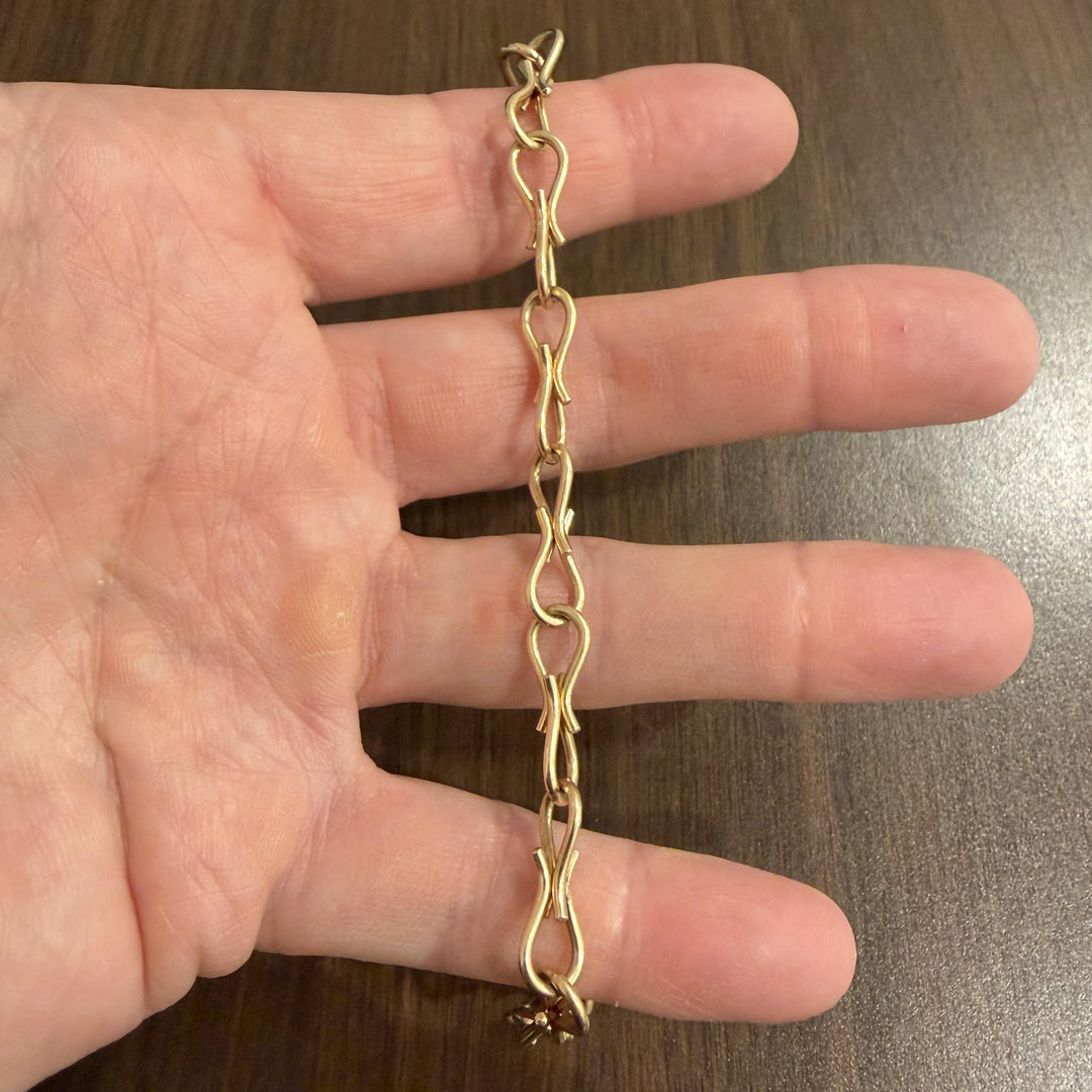 14k Yellow Gold 13g Solid Ladies 7.5mm Hook Clip Link Bracelet 7.5"