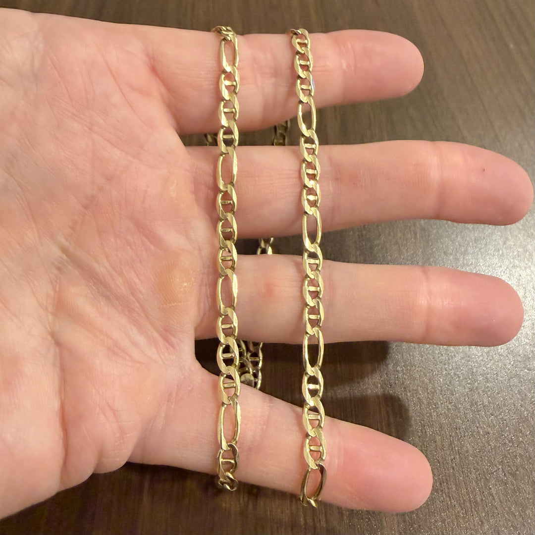 14k Yellow Gold 17.5g Solid 5mm Figarucci Link Chain Necklace Italy 22.5"