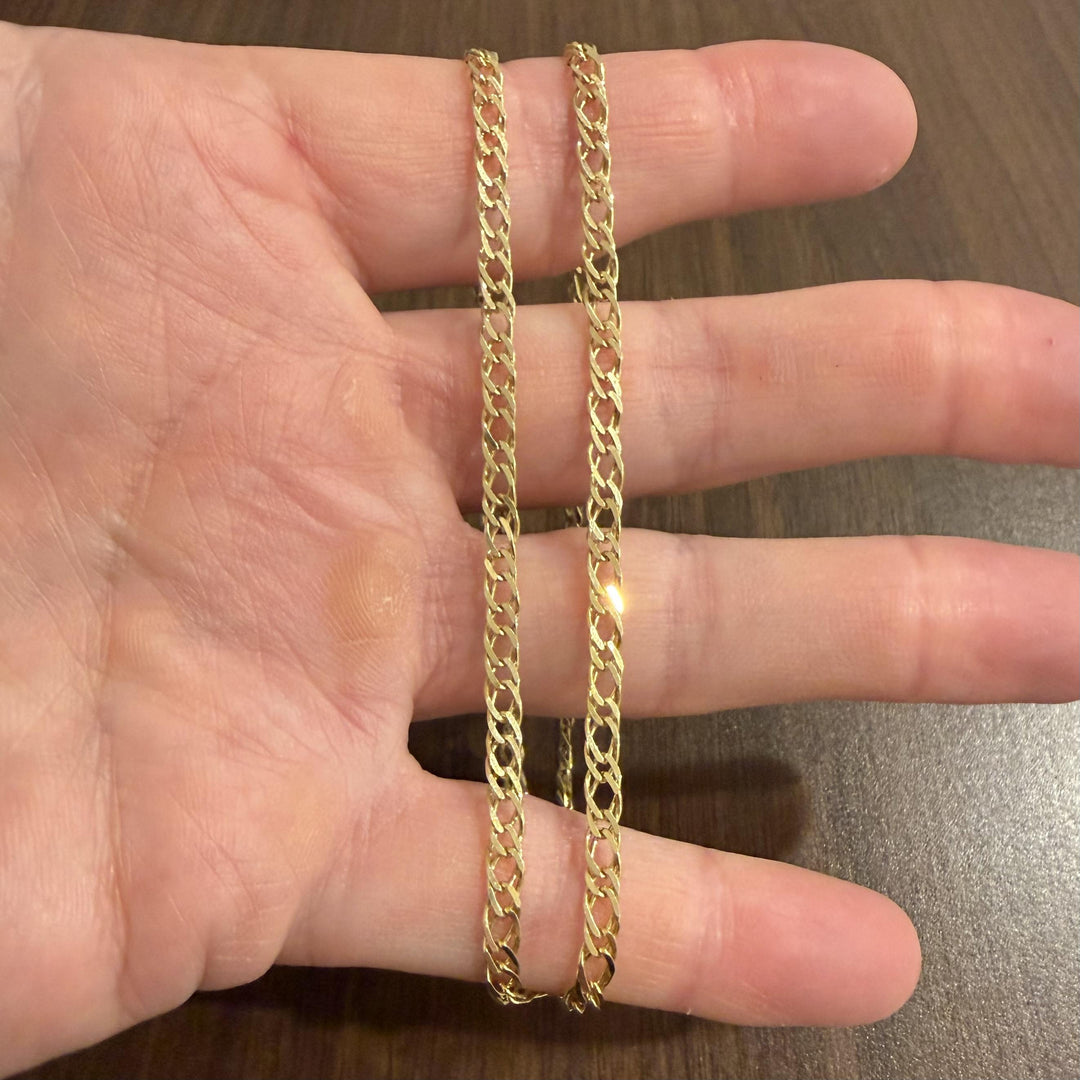 14k Yellow Gold 9g Semi Solid 3.5mm Fancy Curb Link Chain Necklace Italy 20"