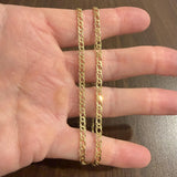 14k Yellow Gold 9g Semi Solid 3.5mm Fancy Curb Link Chain Necklace Italy 20"