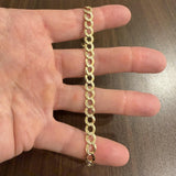 14k Yellow Gold 9.8g Solid Flat Diamond Cut Curb Link Bracelet 8.75"