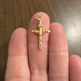 18k Yellow Gold 1.5g Hollow Vintage Cross Crucifix Pendant 1.25"