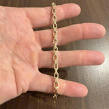 14k Yellow Gold 3.4g Hollow Light 4.5mm Squared Cable Link Bracelet Italy 8"