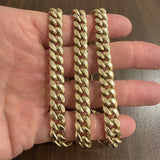 10k Yellow Gold 62g Semi Solid 9.5mm Cuban Link Chain Necklace 26.5"