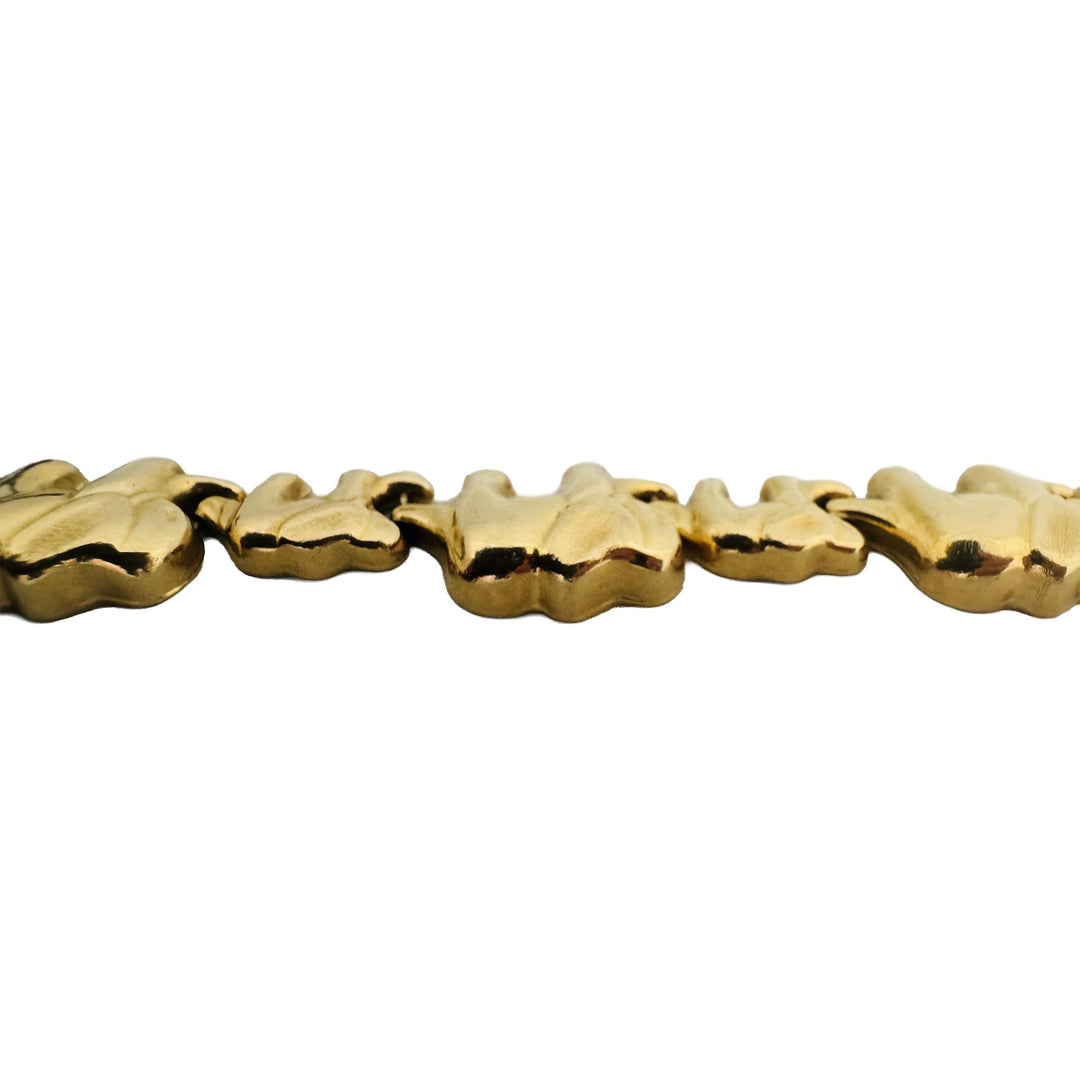 14k Yellow Gold 14g Ladies Polished Elephant Charm Link Bracelet 7.25"