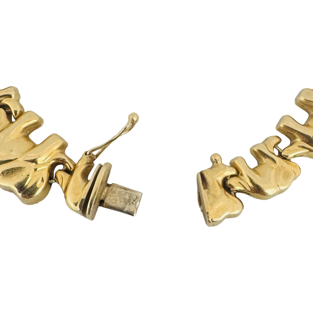 14k Yellow Gold 14g Ladies Polished Elephant Charm Link Bracelet 7.25"