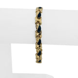 14k Yellow Gold 10.8g Ladies Blue Enamel Fancy Link Bracelet Italy 7.25"