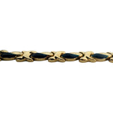 14k Yellow Gold 10.8g Ladies Blue Enamel Fancy Link Bracelet Italy 7.25"