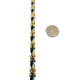 14k Yellow Gold 10.8g Ladies Blue Enamel Fancy Link Bracelet Italy 7.25"