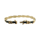 14k Yellow Gold 10.8g Ladies Blue Enamel Fancy Link Bracelet Italy 7.25"