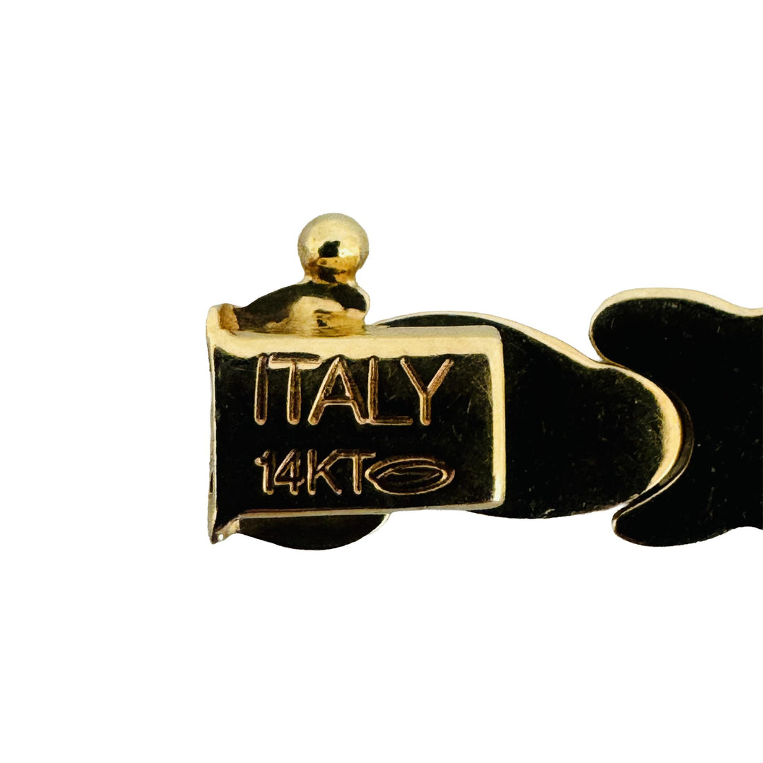 14k Yellow Gold 10.8g Ladies Blue Enamel Fancy Link Bracelet Italy 7.25"